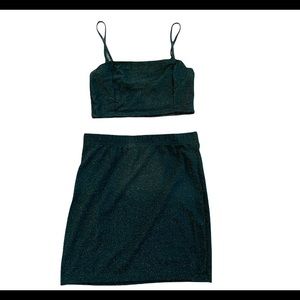 ✨ Forest Green Shein 2 Piece Skirt Set